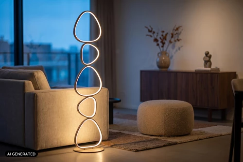 Lucide SAMLING - Stehlampe - LED Dim. - CCT - 1x48W 2700K/4000K - Taupe - Essential - AI 1